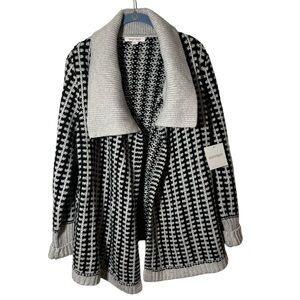 Ellen Tracy Lambswool Open Cardigan Sweater Chunky